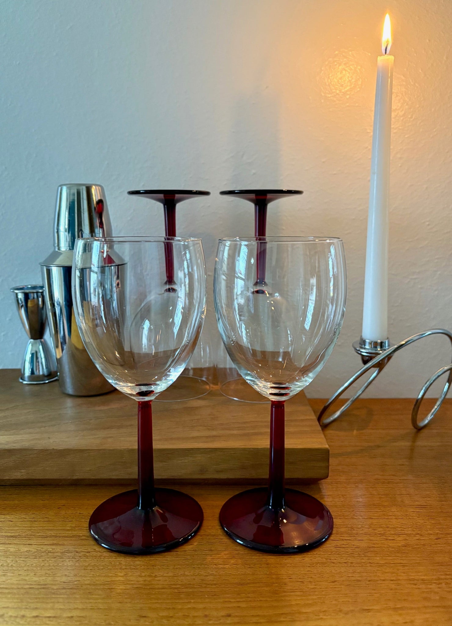 Red Stem Wine Glasses