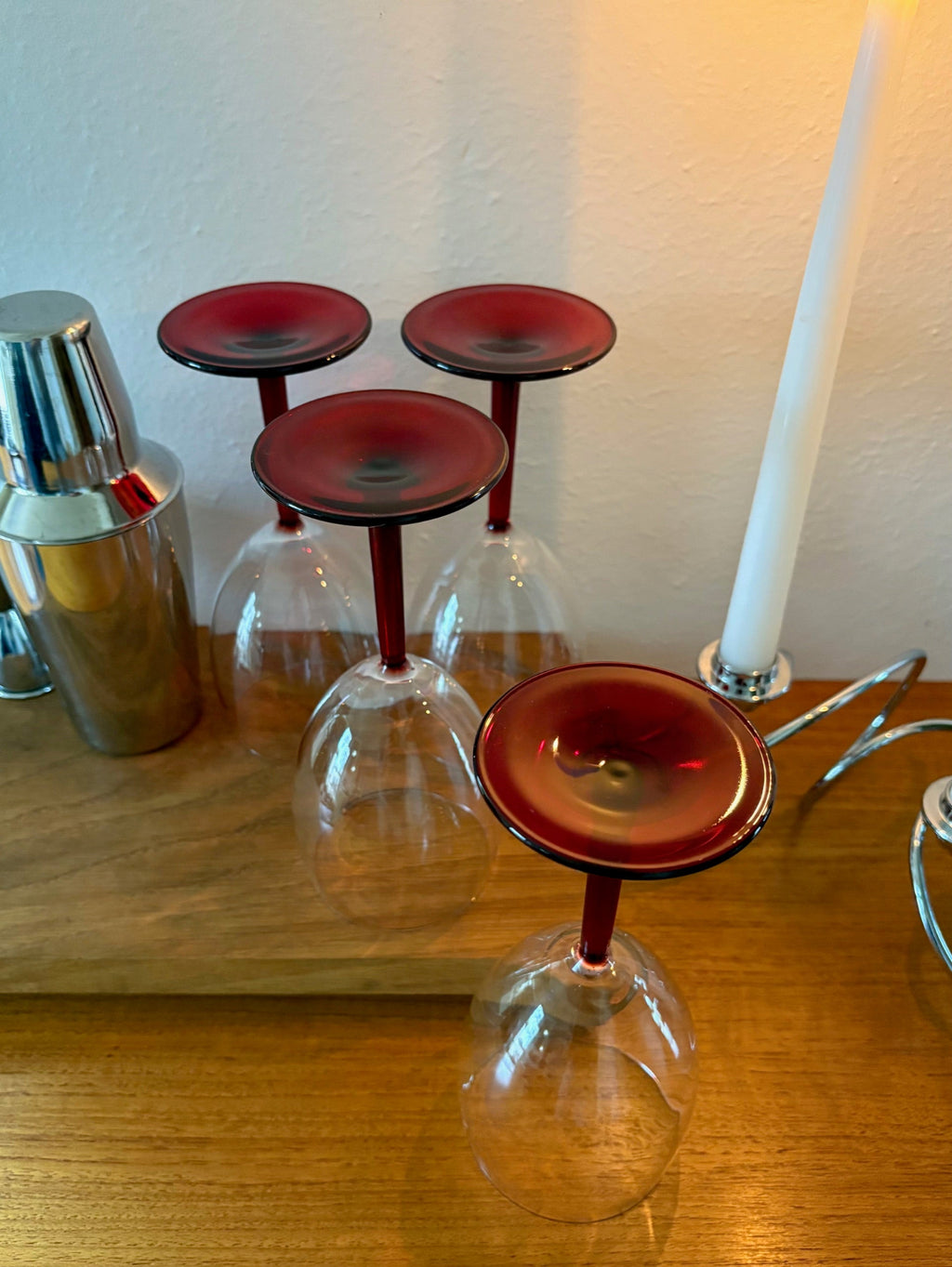 Red Stem Wine Glasses