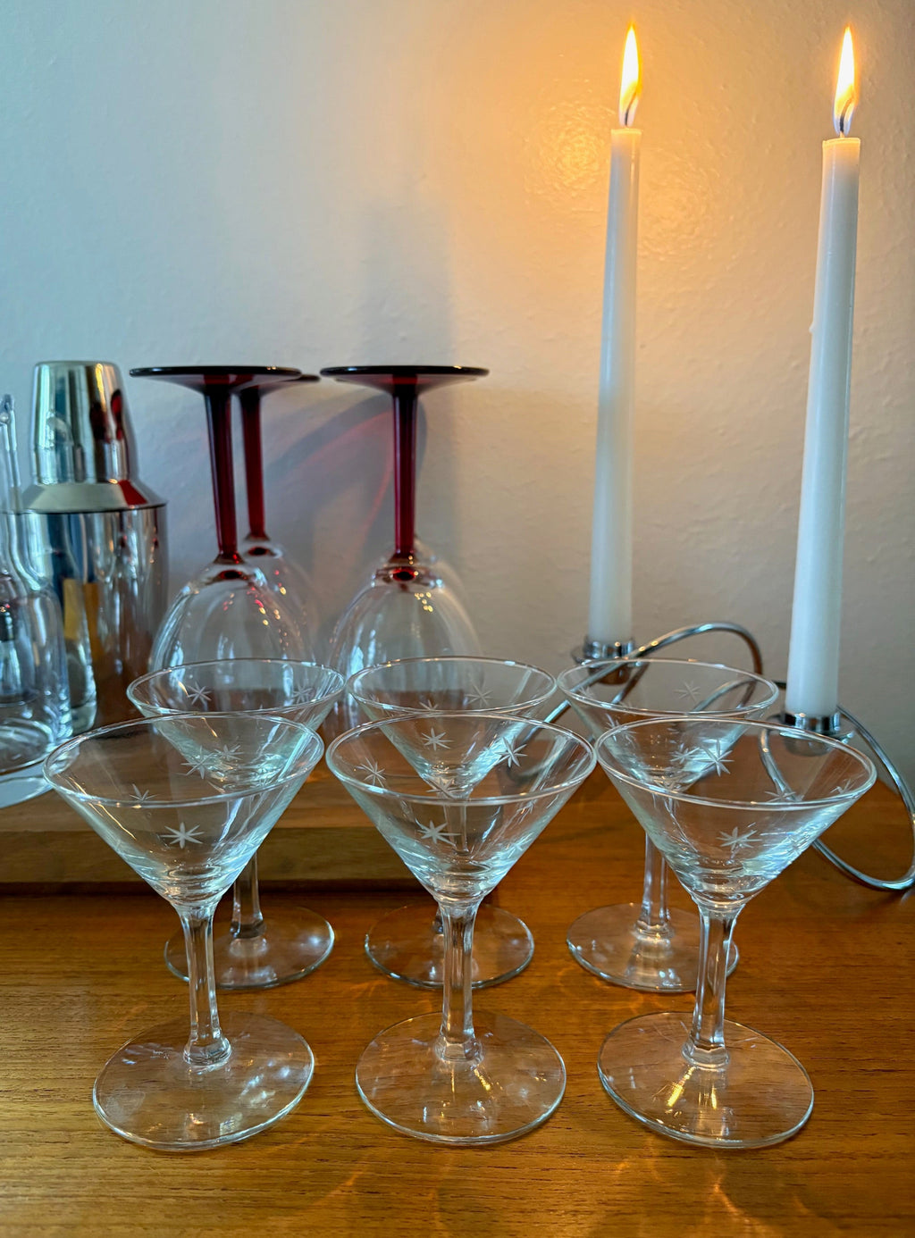 Etched Star Martini Glasses