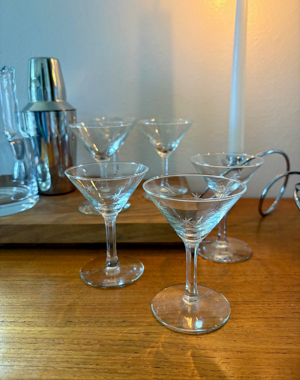 Etched Star Martini Glasses
