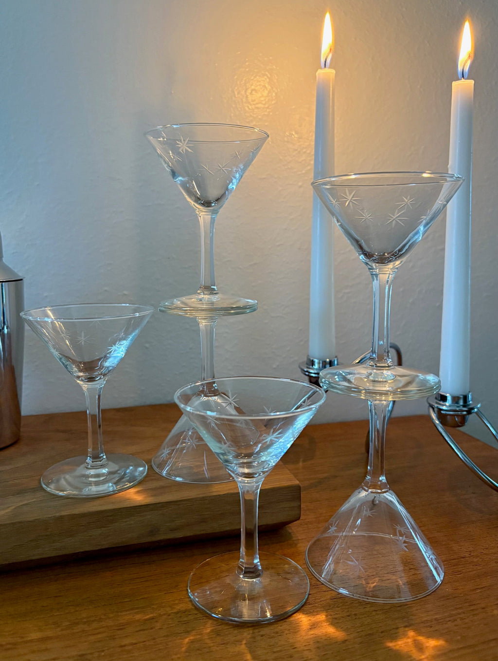 Etched Star Martini Glasses