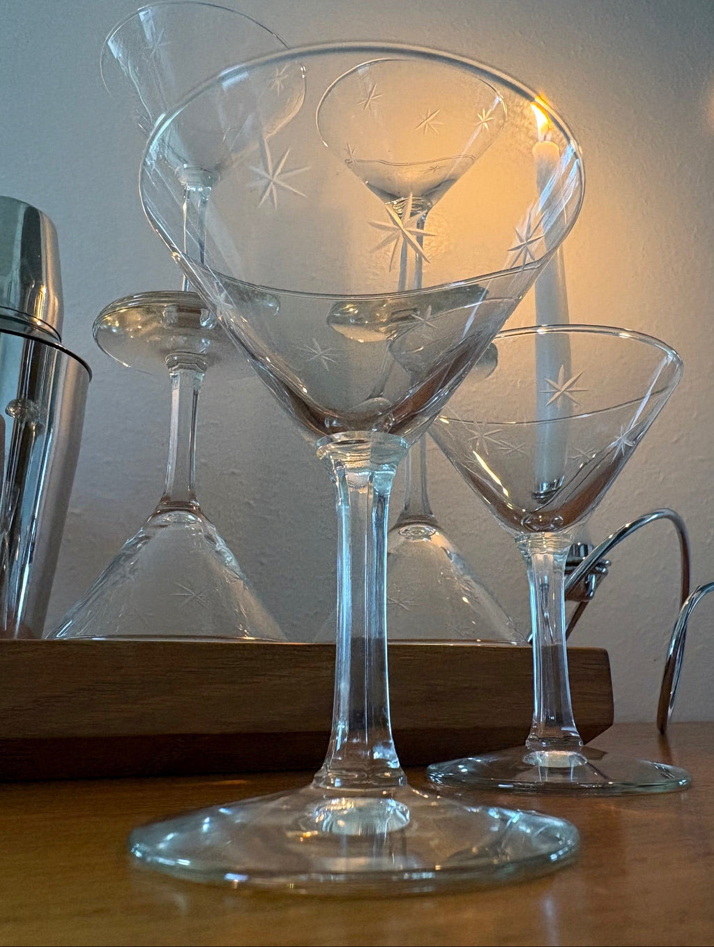 Etched Star Martini Glasses