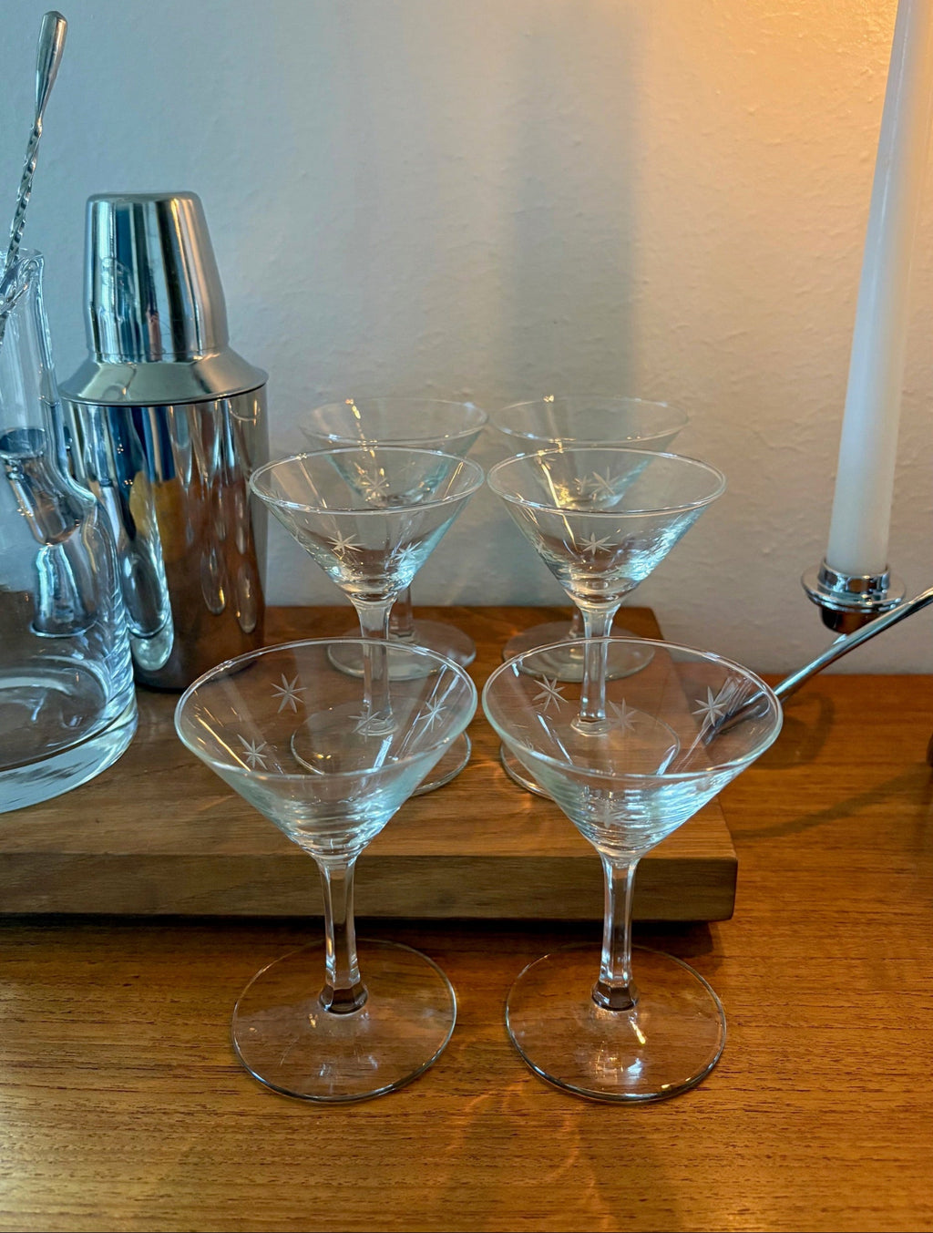 Etched Star Martini Glasses