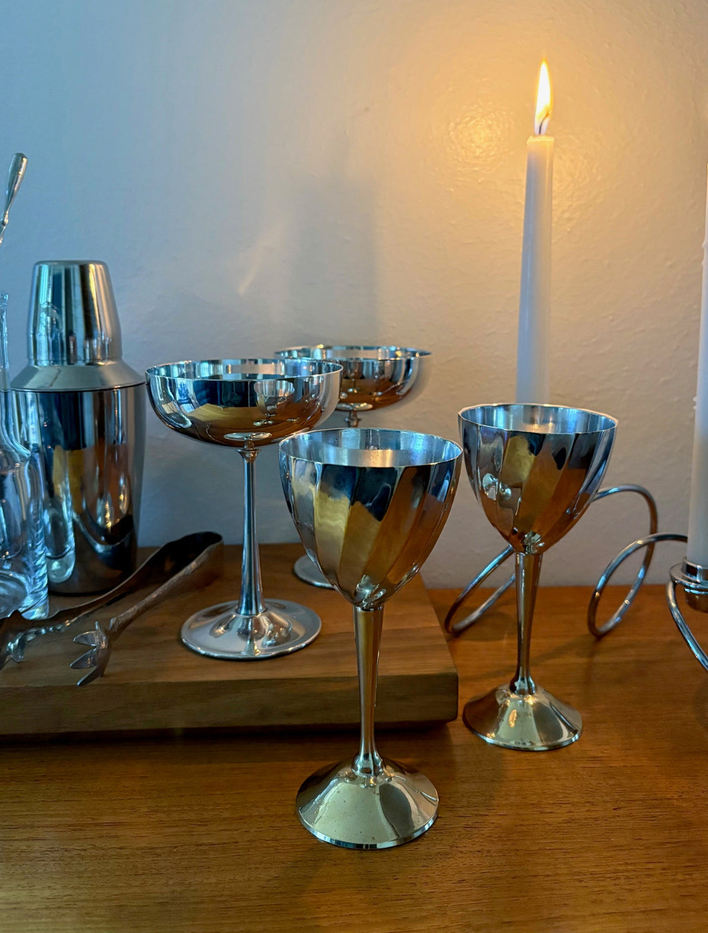 Silver and Brass Cocktail Glasses