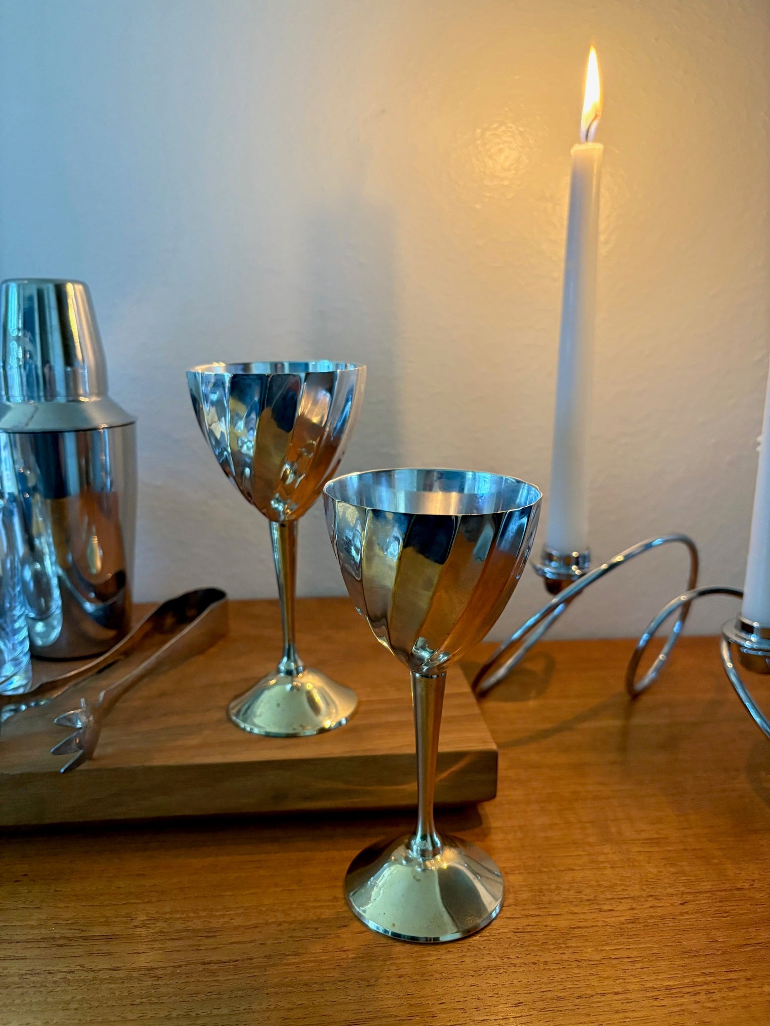 Silver and Brass Cocktail Glasses
