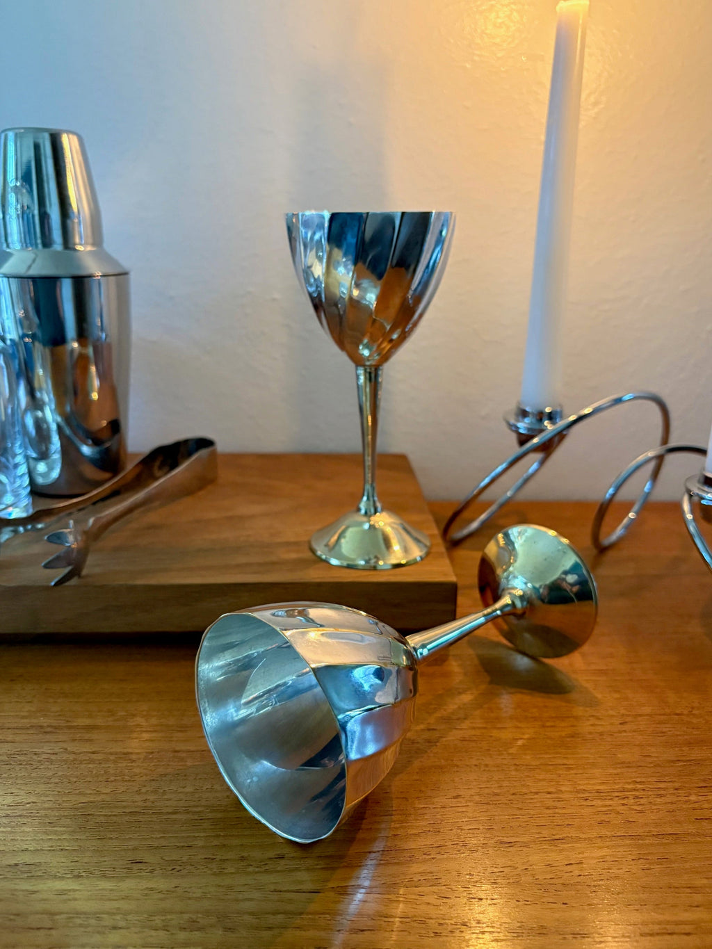 Silver and Brass Cocktail Glasses