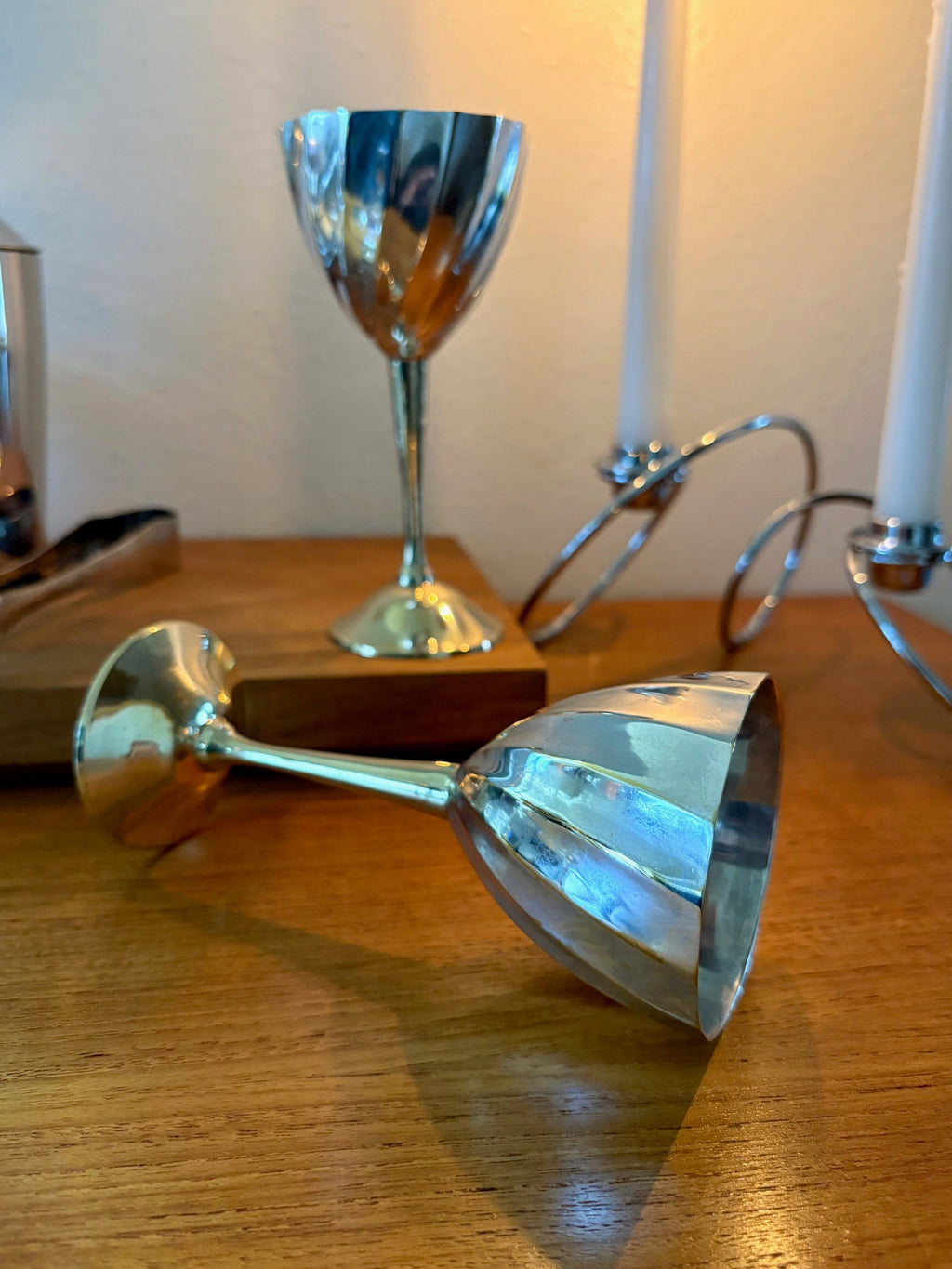 Silver and Brass Cocktail Glasses