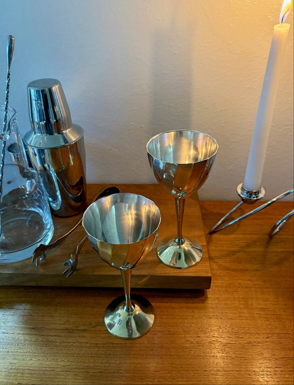 Silver and Brass Cocktail Glasses