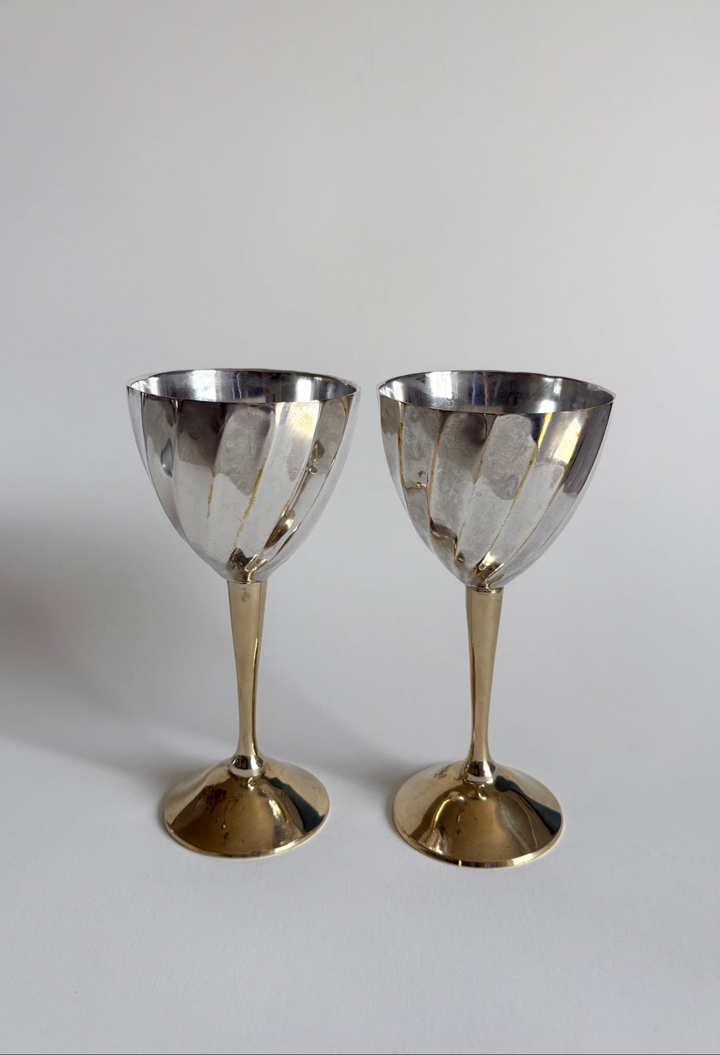 Silver and Brass Cocktail Glasses