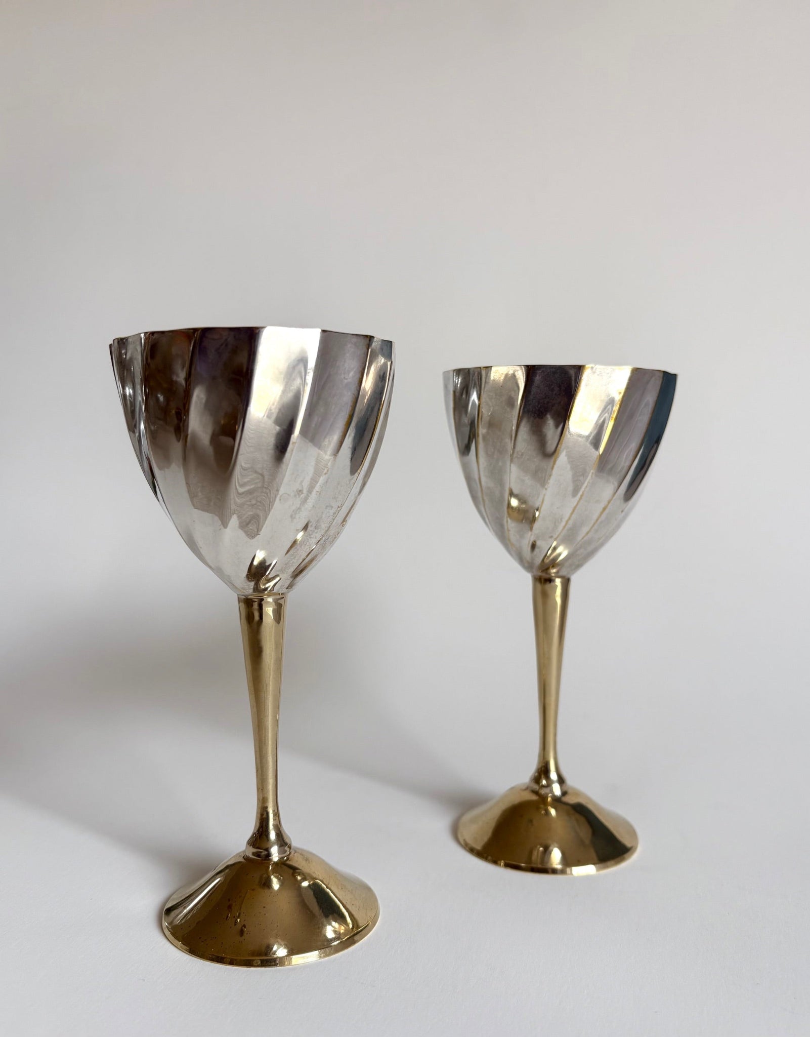 Silver and Brass Cocktail Glasses