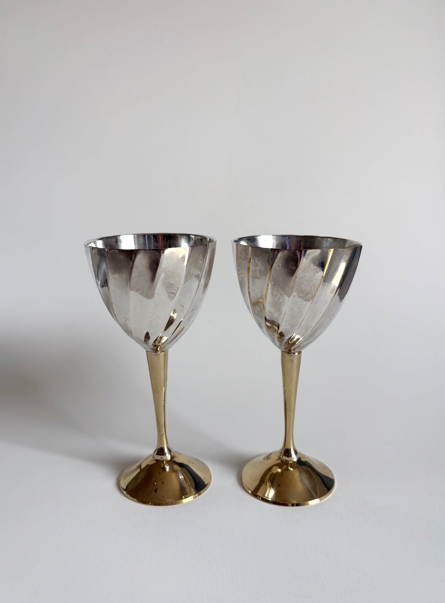 Silver and Brass Cocktail Glasses