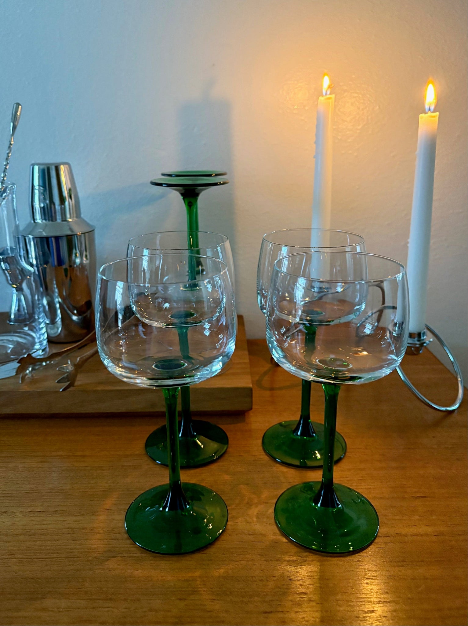 Green Stem Wine Glasses
