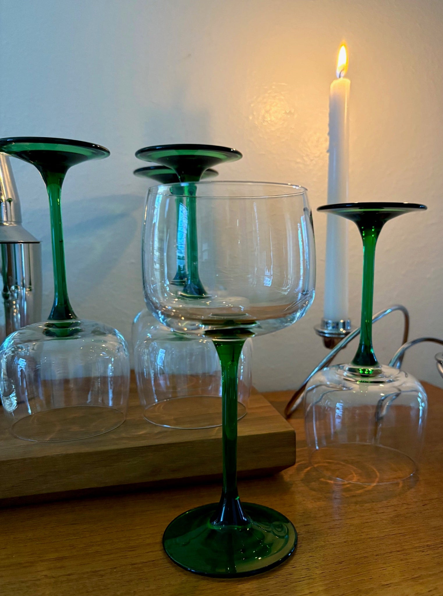 Green Stem Wine Glasses