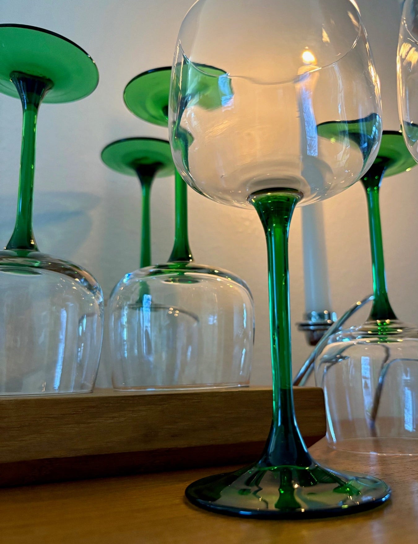 Green Stem Wine Glasses