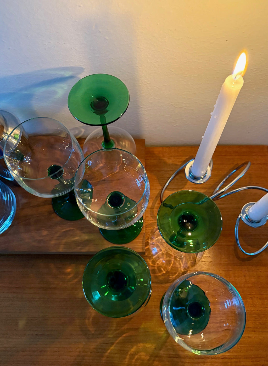 Green Stem Wine Glasses