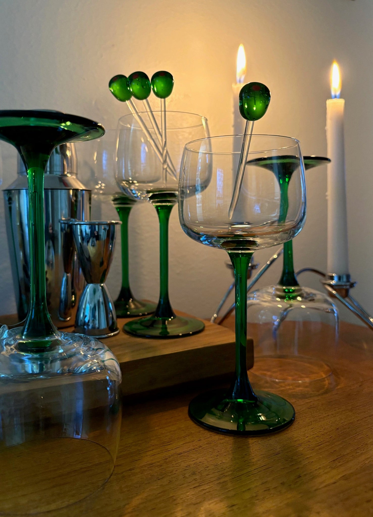 Green Stem Wine Glasses
