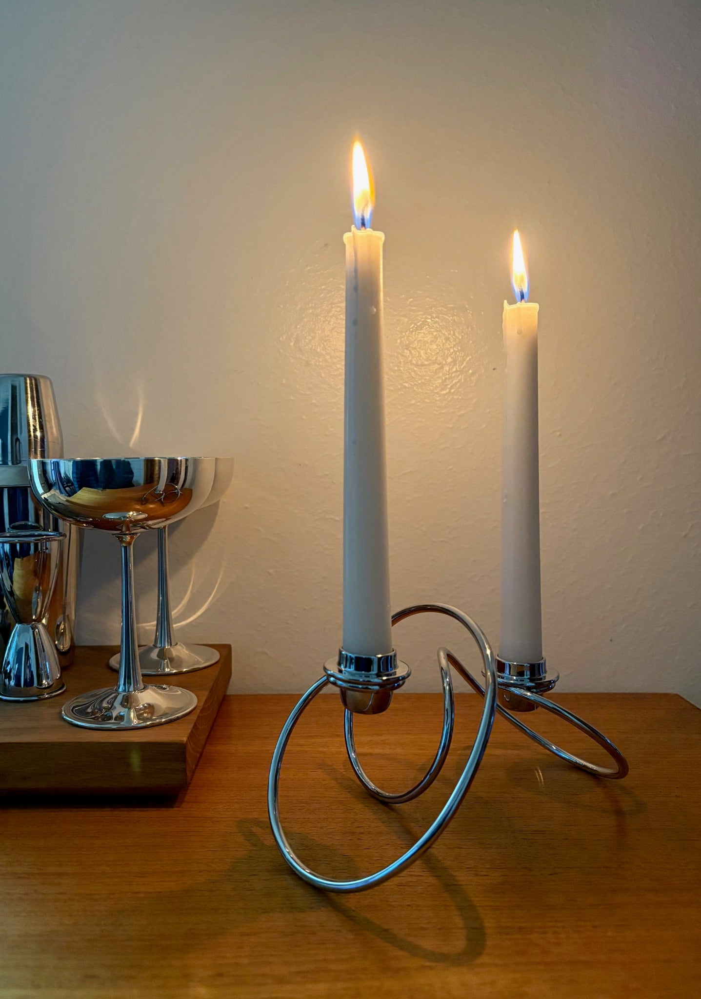 Chrome Looped Candle Holder