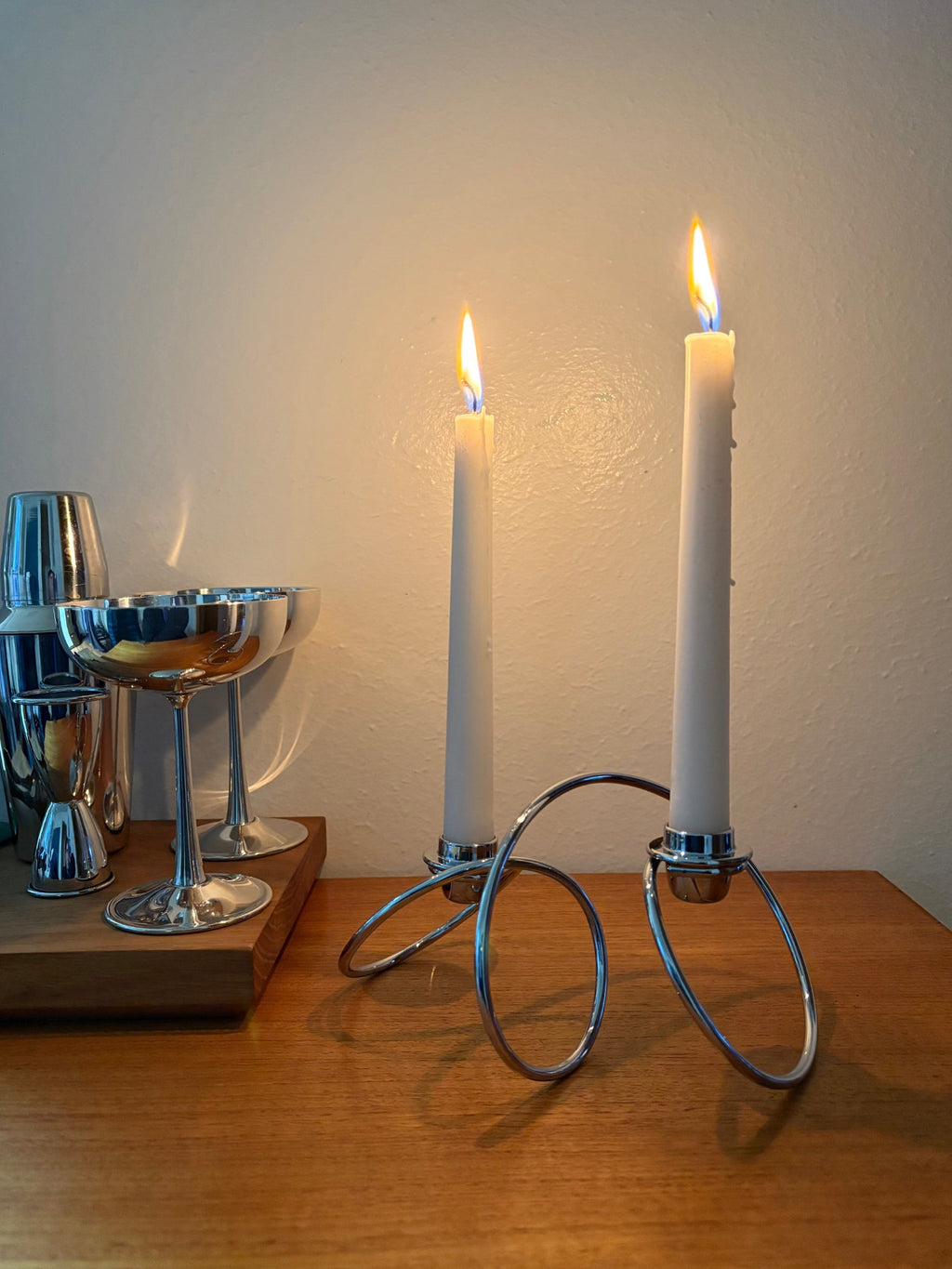Chrome Looped Candle Holder