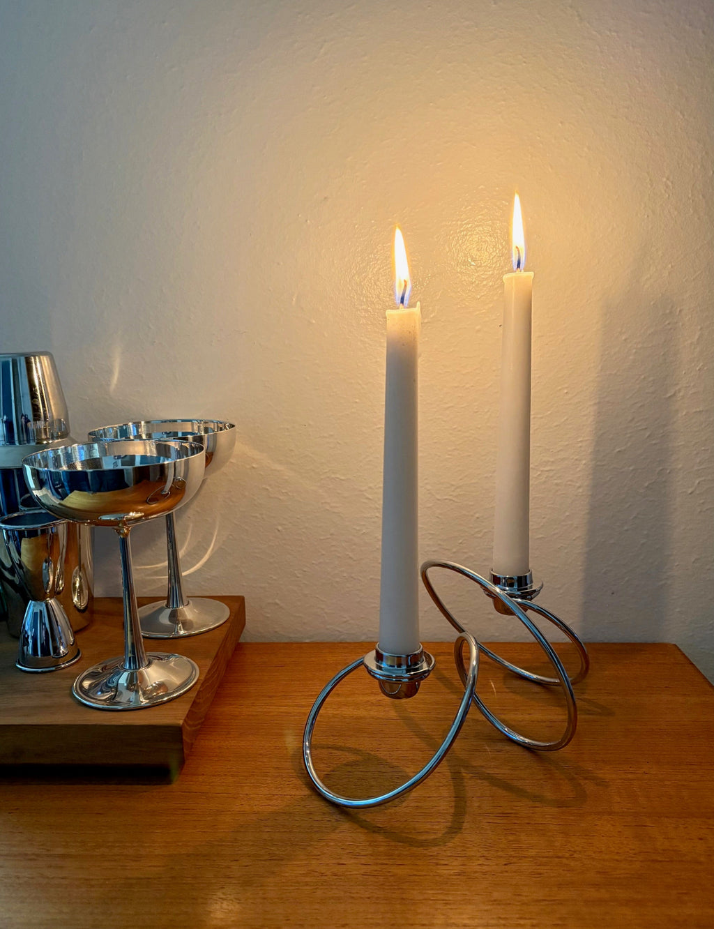Chrome Looped Candle Holder