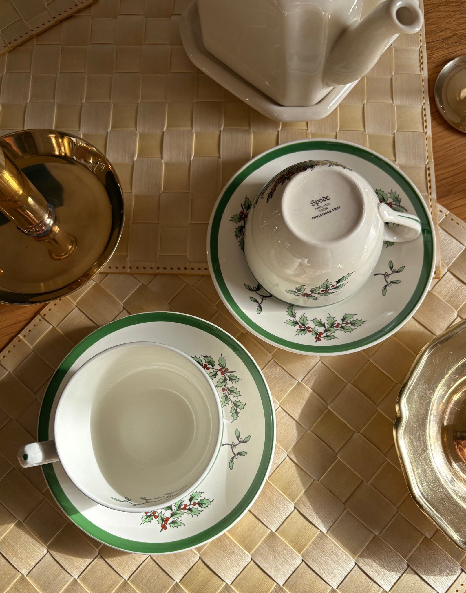 Christmas Tea Cups and Saucers