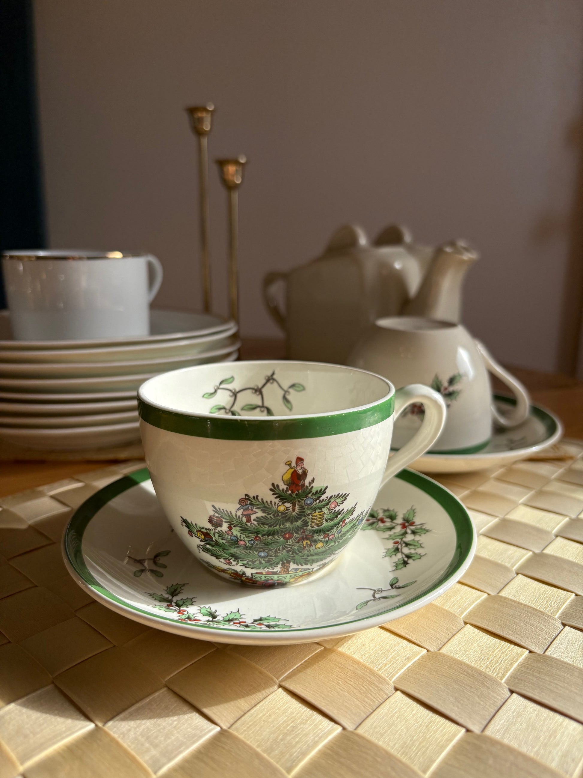 Christmas Tea Cups and Saucers