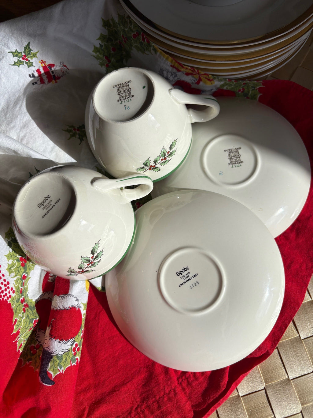 Christmas Tea Cups and Saucers