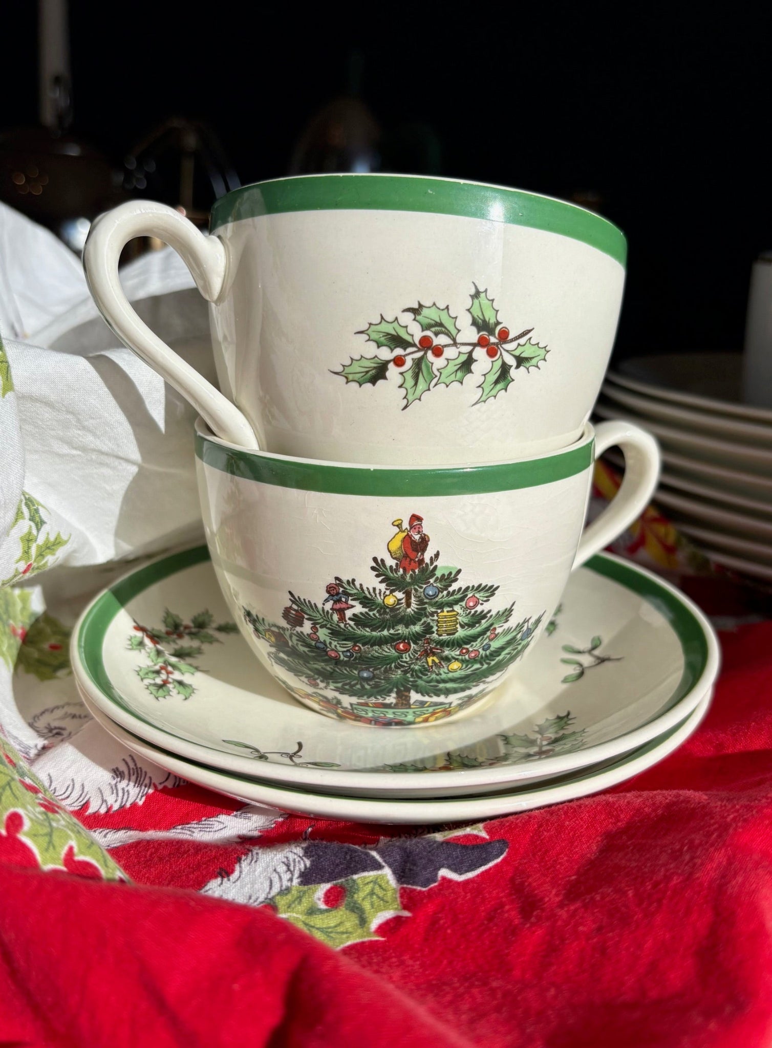 Christmas Tea Cups and Saucers