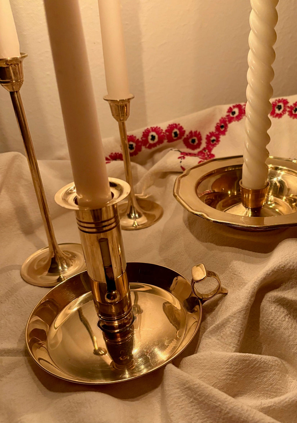 Brass Push Up Chamber Candle Holder