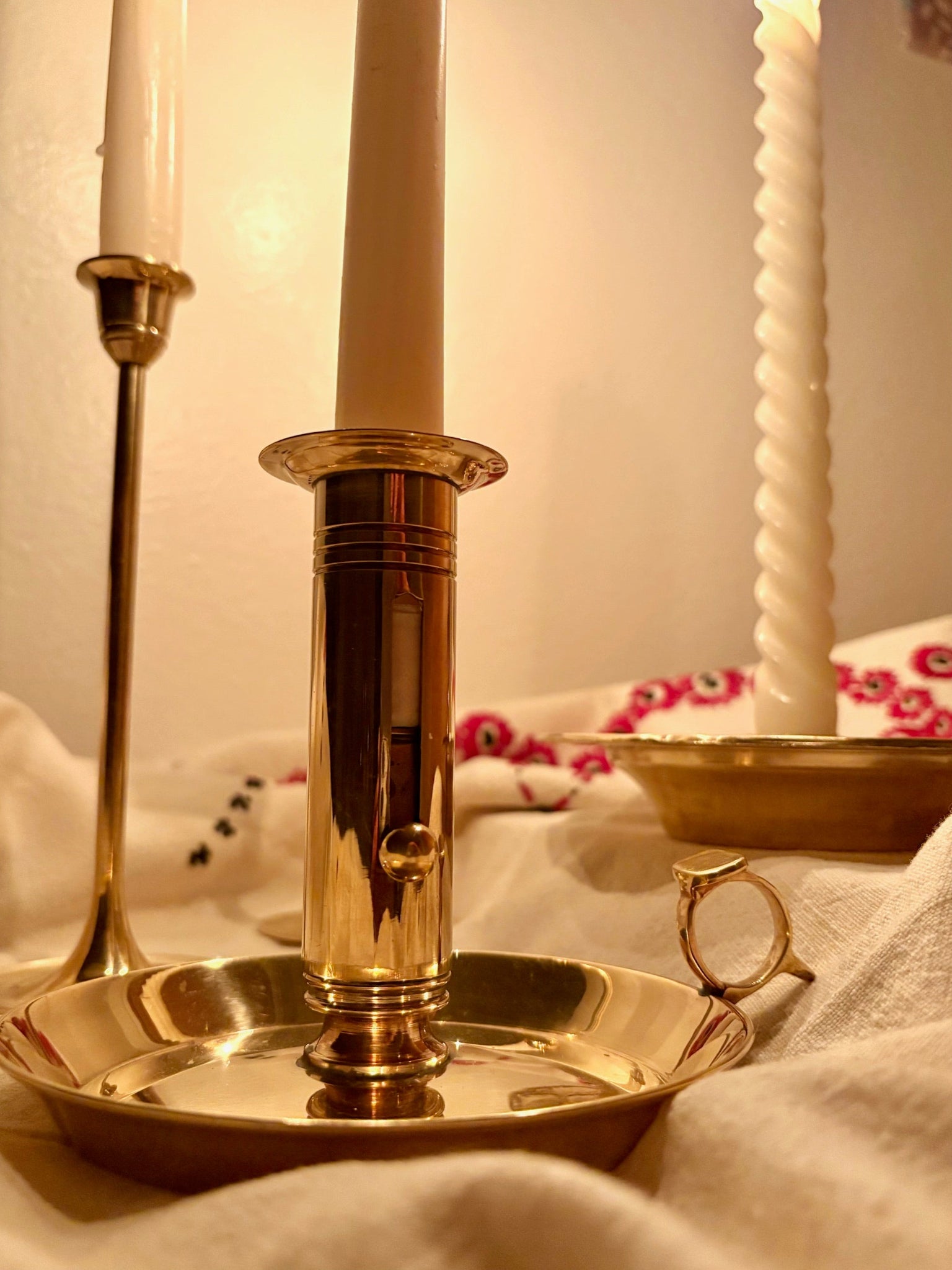 Brass Push Up Chamber Candle Holder