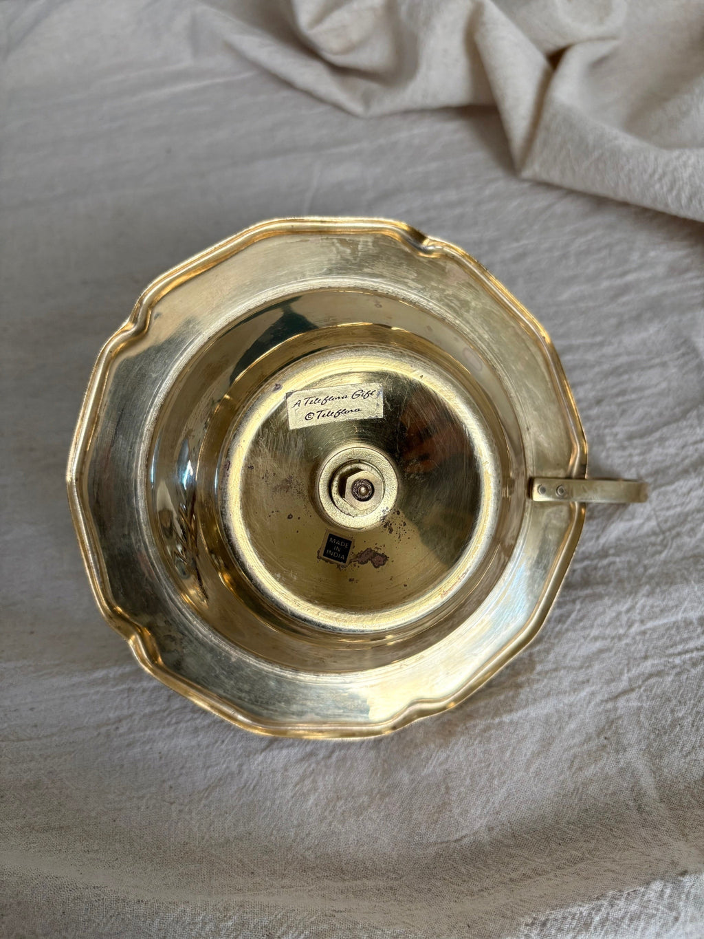 Brass Chamber Candle Holder with Queen Anne Scallop