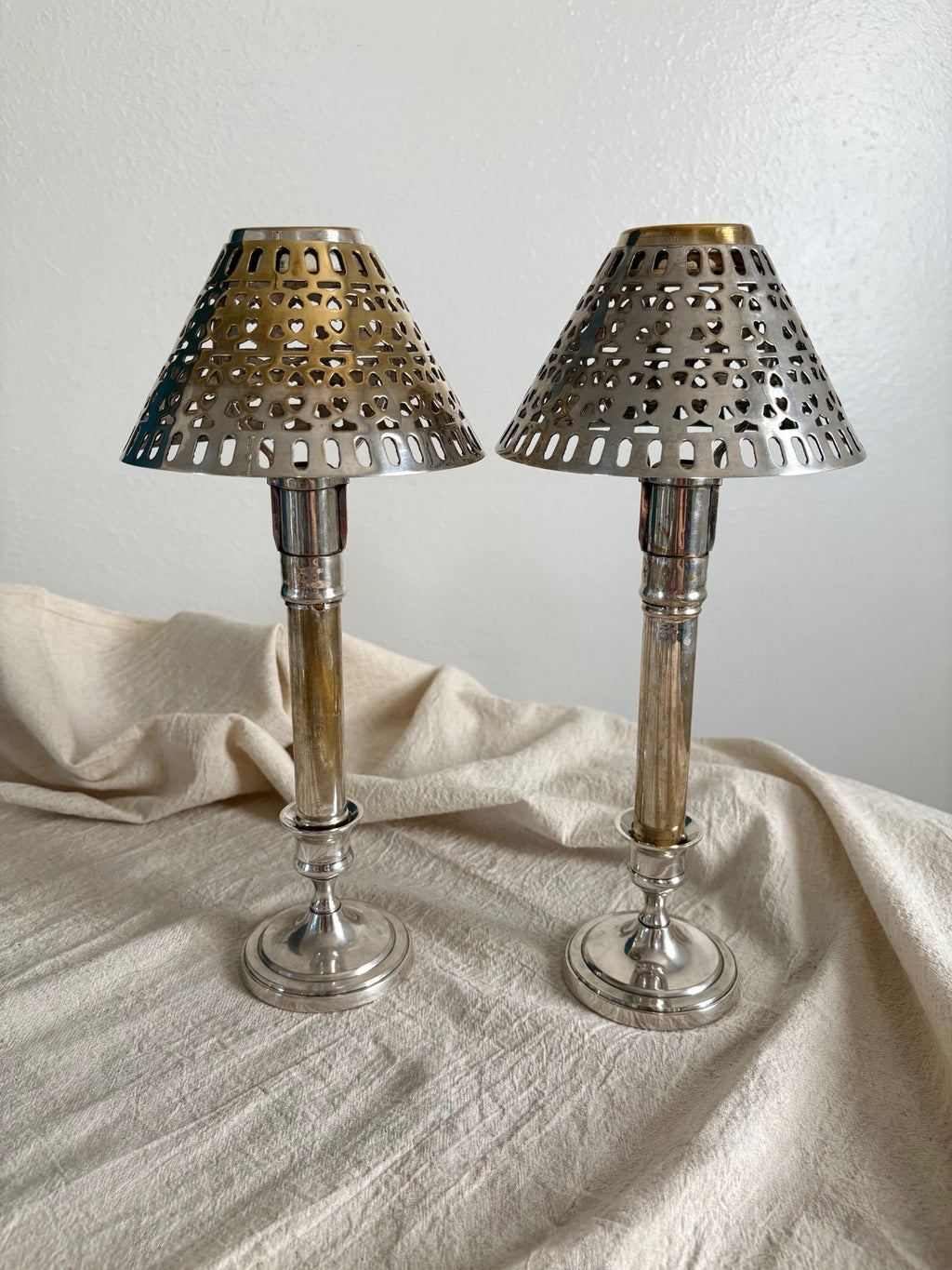 Vintage Silver Plated Candle Lamps