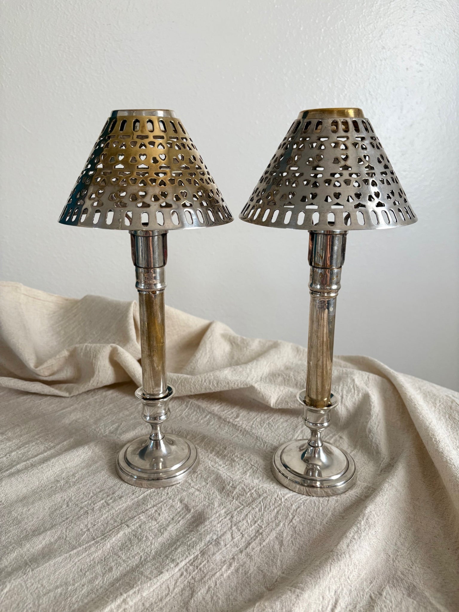 Vintage Silver Plated Candle Lamps