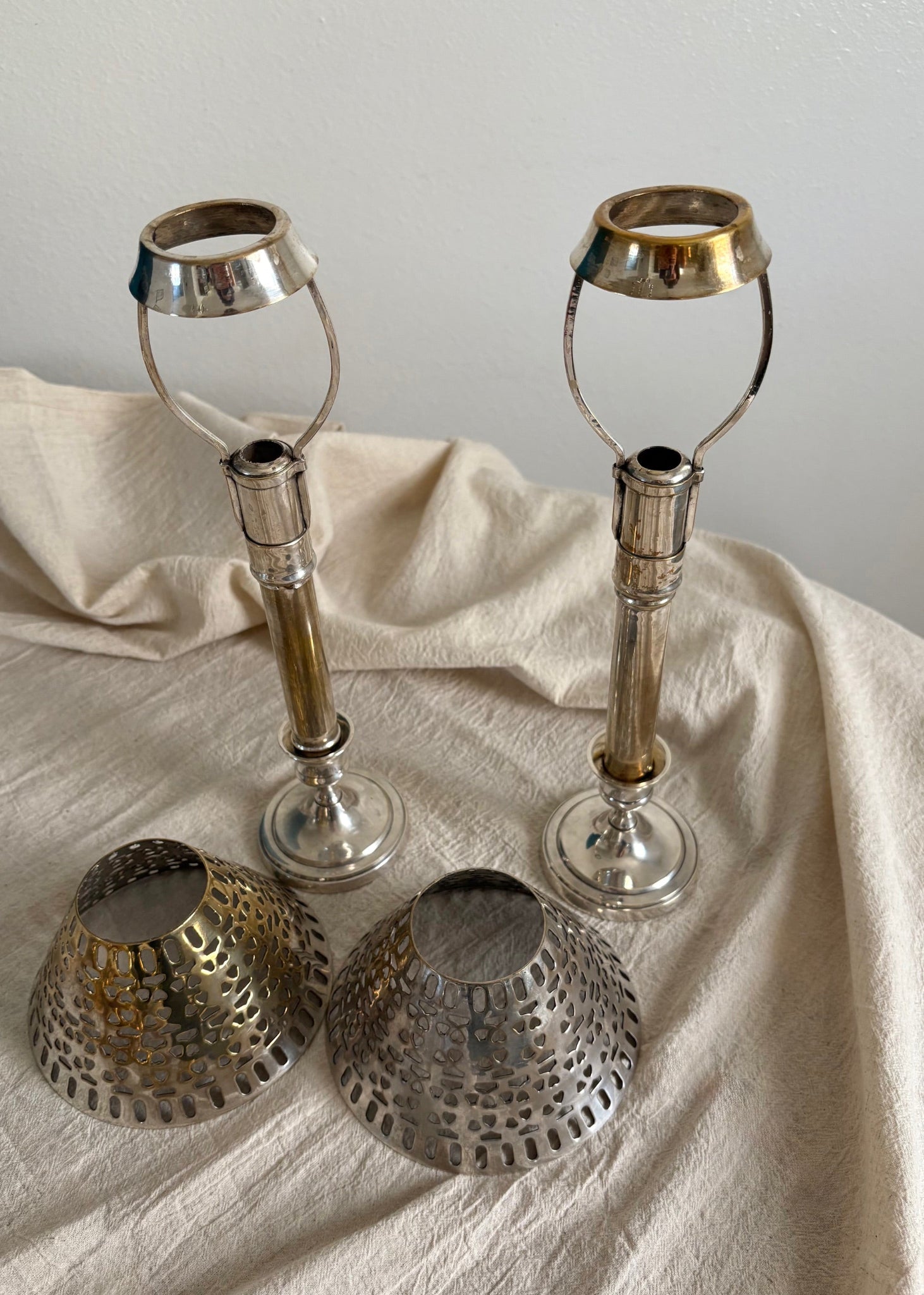 Vintage Silver Plated Candle Lamps