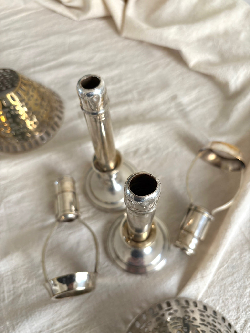 Vintage Silver Plated Candle Lamps