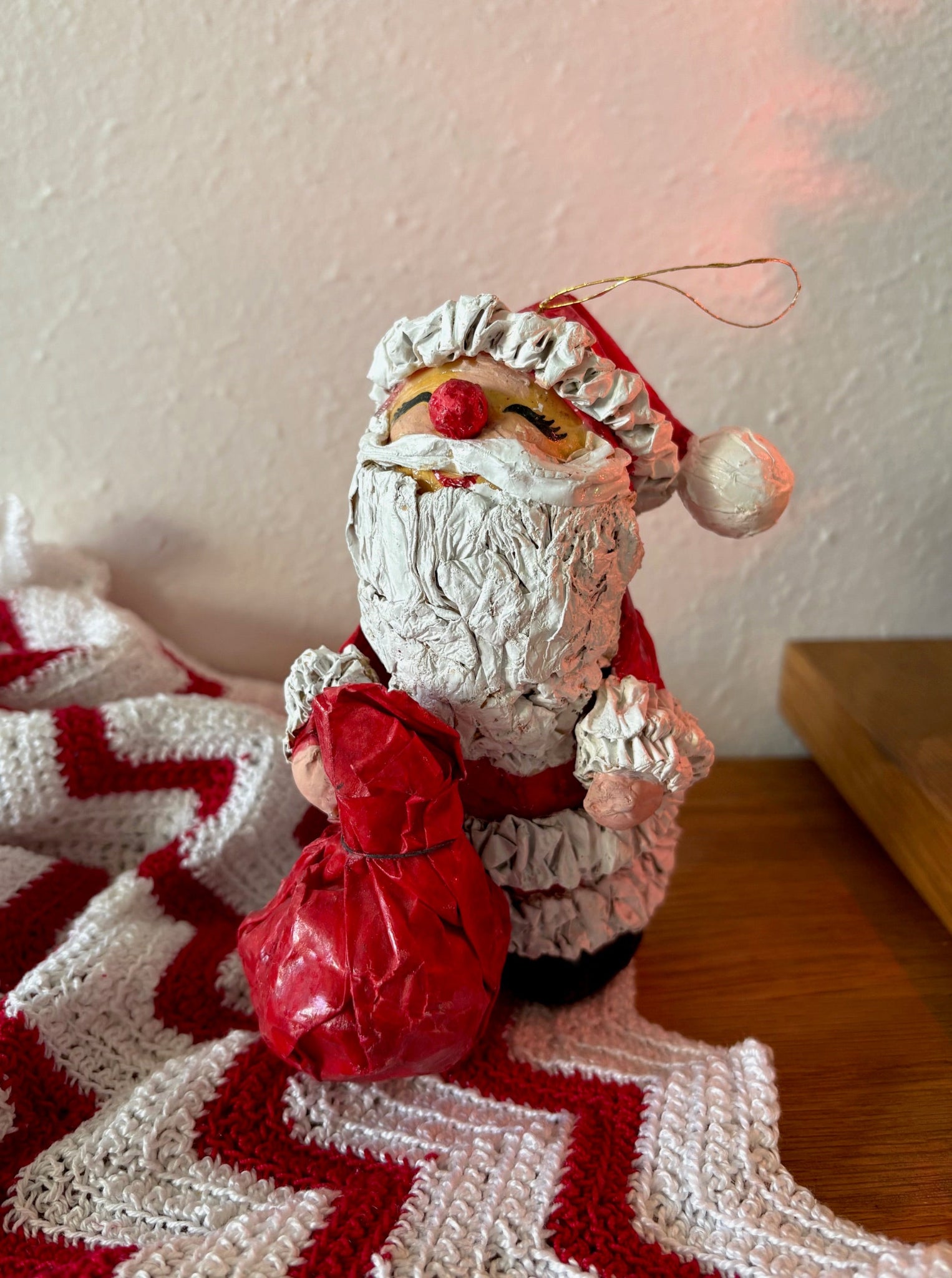 Paper Mache Santa Claus Ornament