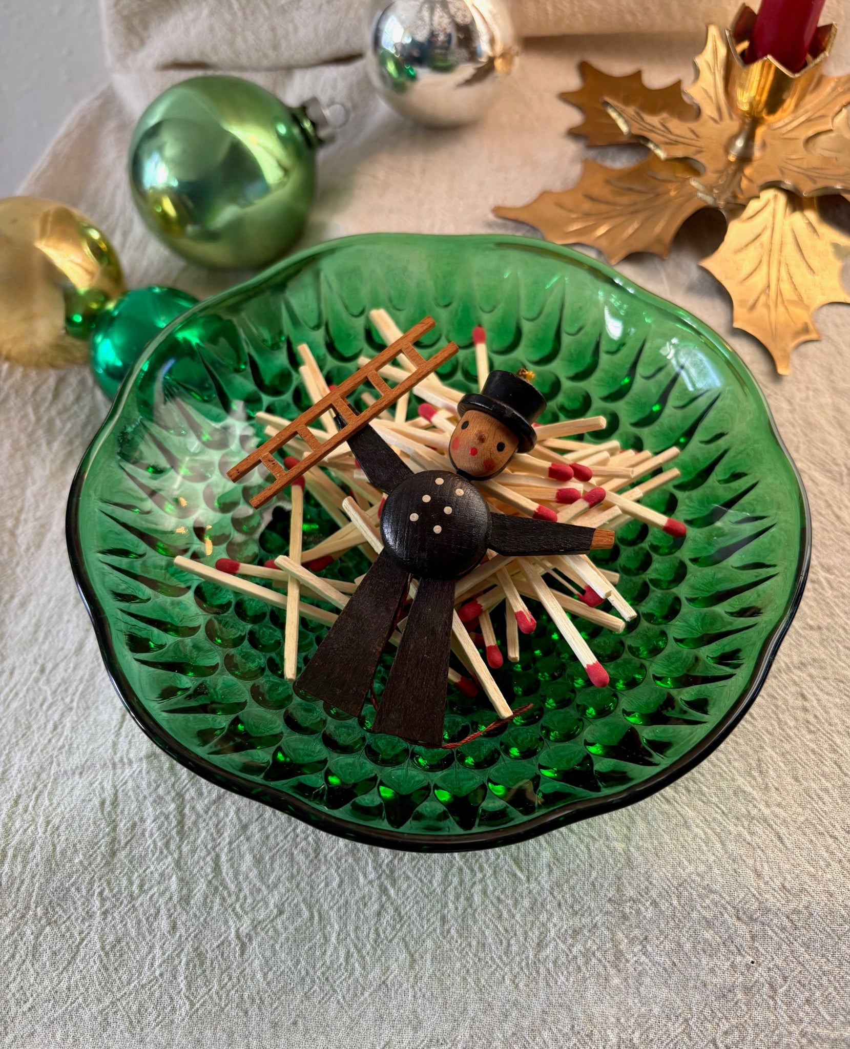 Green Hobnail Glass Dish