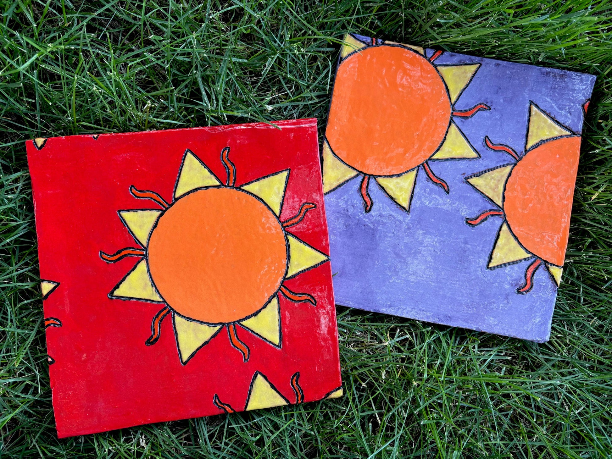 Handmade Tile with Suns